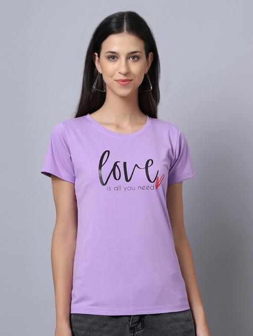 women round neck chest print t-shirt - 21615071 - Very Small Image - 1