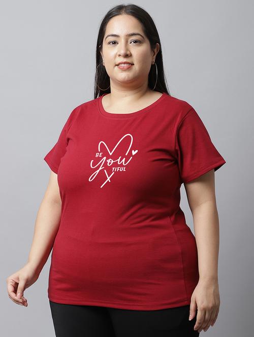 women typographic chest printed plus size t-shirt - 21615113 - Very Small Image - 1