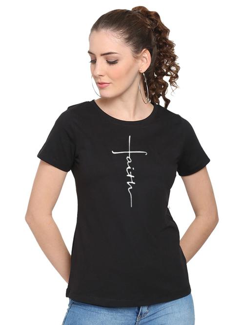 women round neck front print t-shirt - 21615160 - Very Small Image - 1