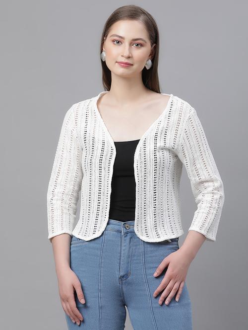 women solid lace detailed shrug - 21615284 - Very Small Image - 1