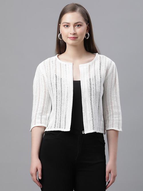 white cotton blend shrug - 21615286 - Very Small Image - 1