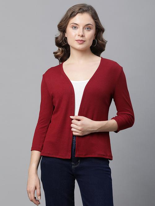 women solid cotton regular shrug - 21615325 - Very Small Image - 1