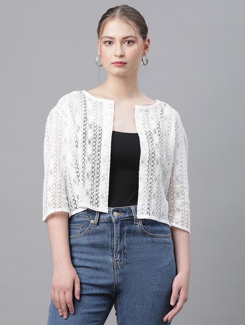 women solid lace detailed shrug - 21615334 - Very Small Image - 1