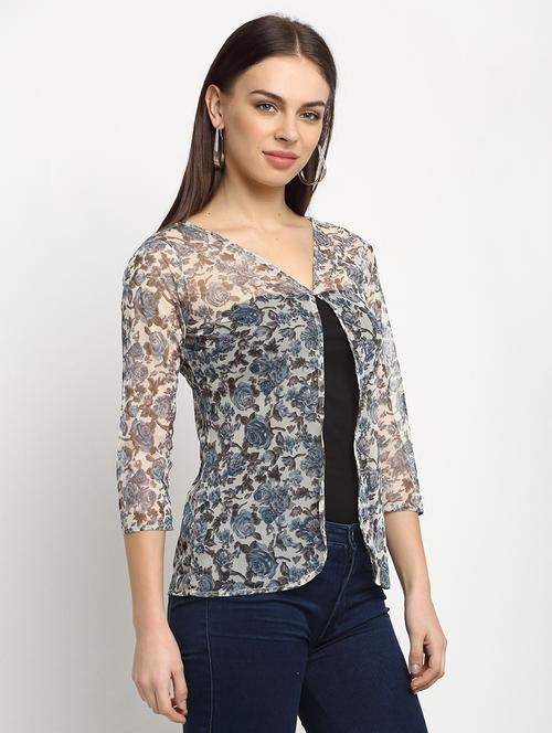 women white floral printed regular shrug - 21615365 - Very Small Image - 1