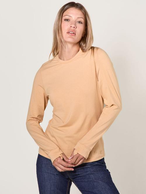 women solid round neck long sleeves t-shirt - 21615484 - Very Small Image - 1