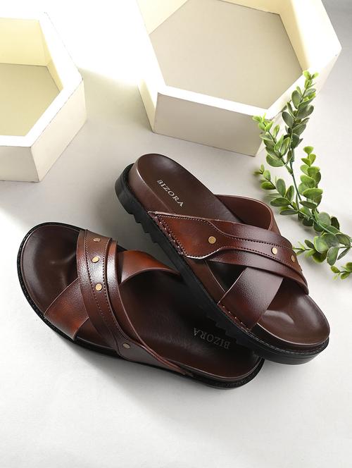 men brown slip on sandal - 21615993 - Very Small Image - 1