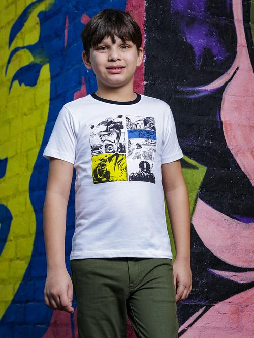 boys round neck front print short sleeves t-shirt - 21617013 - Very Small Image - 1