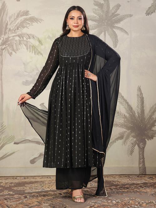women foil printed long sleeve kurta palazzo set - 21617180 - Very Small Image - 1