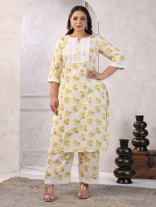 women floral three quarter sleeve kurta pant set - 21617181 - Very Small Image - 1