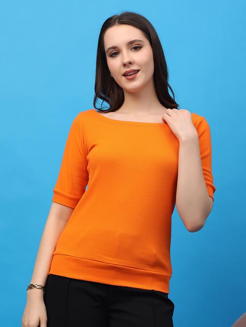 women solid round neck top - 21617269 - Very Small Image - 1