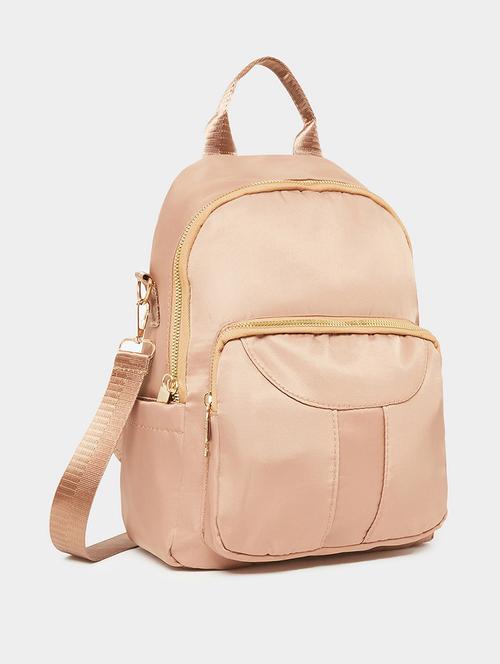 women beige solid backpack - 21618050 - Very Small Image - 1