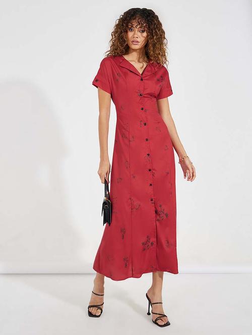 women red printed shirt dress - 21618100 - Very Small Image - 1