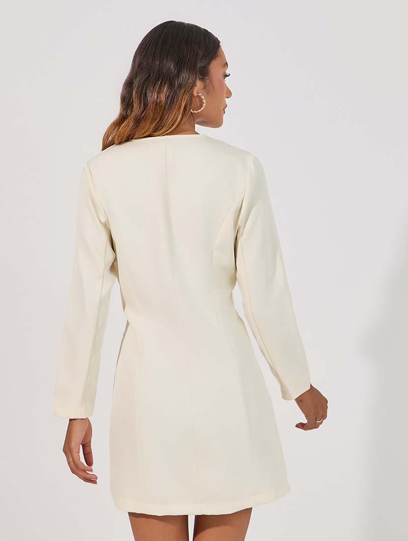 women off white solid asymmetric dress - 21618108 - Zoom Image - 3