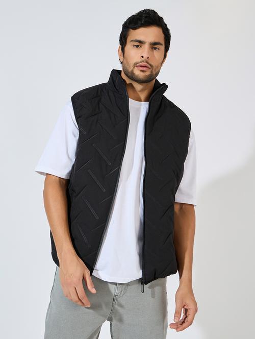 men solid sleeveless quilted jacket - 21618141 - Very Small Image - 1