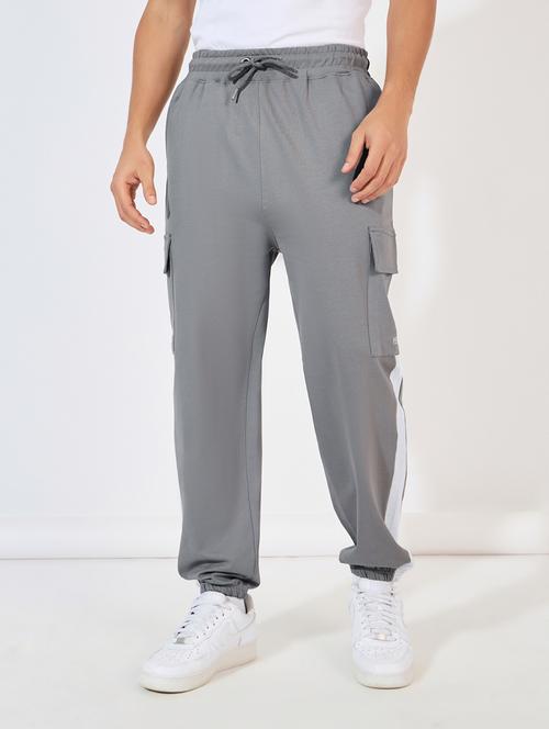 men grey solid cargo - 21618236 - Very Small Image - 1