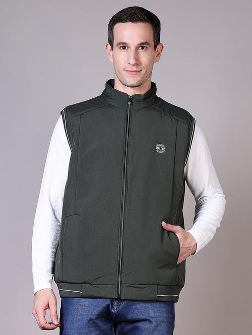 men solid sleeveless bomber jacket - 21618667 - Very Small Image - 1