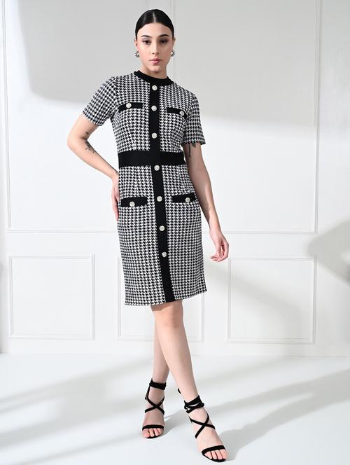 women printed crew neck sheath dress - 21619598 - Very Small Image - 1