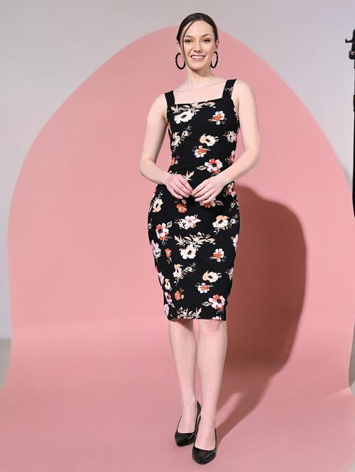 women floral printed sleeveless bodycon dress - 21619601 - Very Small Image - 1