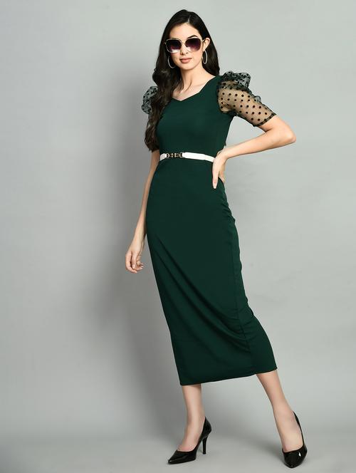 women solid short sleeves bodycon dress  - 21619608 - Very Small Image - 1