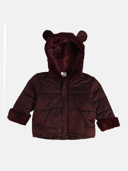 boys solid fur detailed hooded jacket - 21620352 - Very Small Image - 1