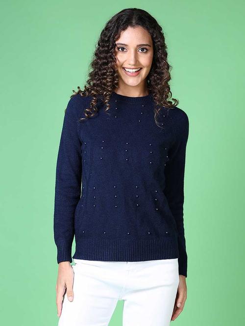 women pearl embellished long sleeve pullover - 21620730 - Very Small Image - 1