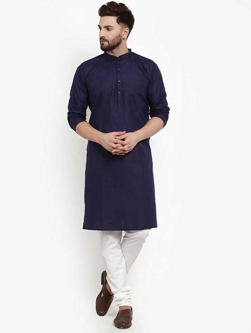men mandarin neck solid long kurta - 21620877 - Very Small Image - 1