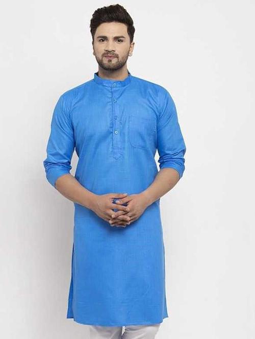 men mandarin neck solid long kurta - 21620880 - Very Small Image - 1