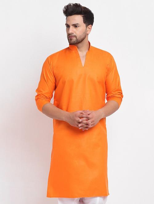 men mandarin neck solid long kurta - 21620888 - Very Small Image - 1