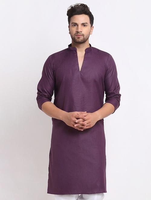men mandarin neck solid long kurta - 21620894 - Very Small Image - 1