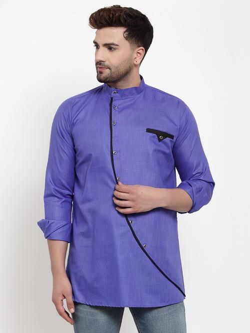 men mandarin neck solid short kurta - 21620908 - Very Small Image - 1