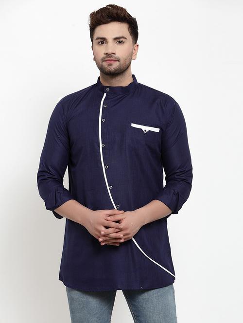 men mandarin neck solid short kurta - 21620909 - Very Small Image - 1