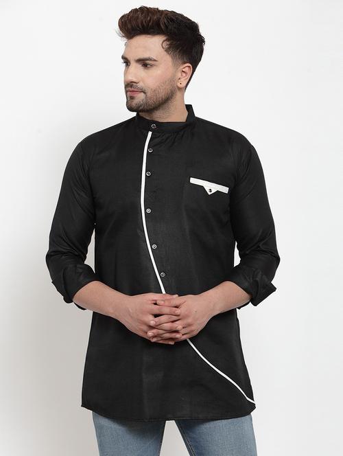 men mandarin neck solid short kurta - 21620912 - Very Small Image - 1