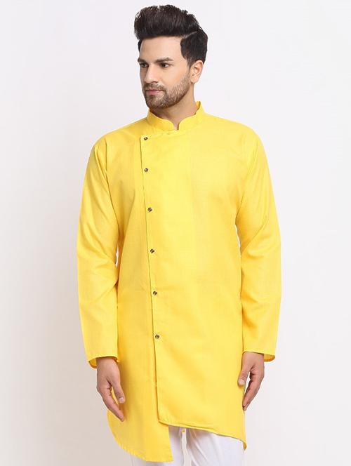 men mandarin neck solid asymmetric kurta - 21620917 - Very Small Image - 1