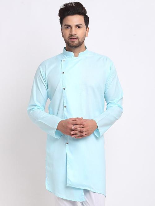 men mandarin neck solid asymmetric kurta - 21620918 - Very Small Image - 1