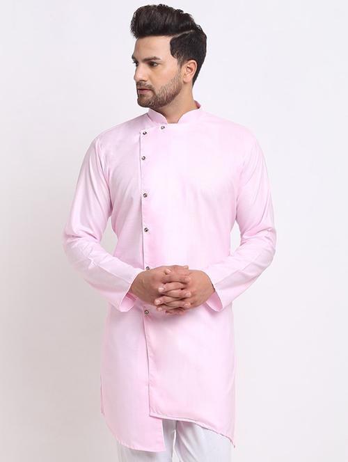 men mandarin neck solid asymmetric kurta - 21620920 - Very Small Image - 1