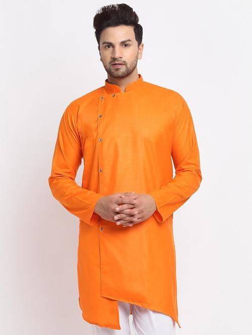 men mandarin neck solid asymmetric kurta - 21620921 - Very Small Image - 1