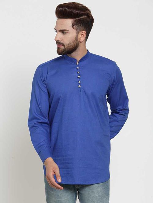 men mandarin neck solid short kurta - 21620926 - Very Small Image - 1