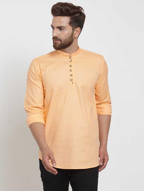 men mandarin neck solid short kurta - 21620928 - Very Small Image - 1