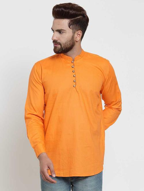 men mandarin neck solid short kurta - 21620929 - Very Small Image - 1