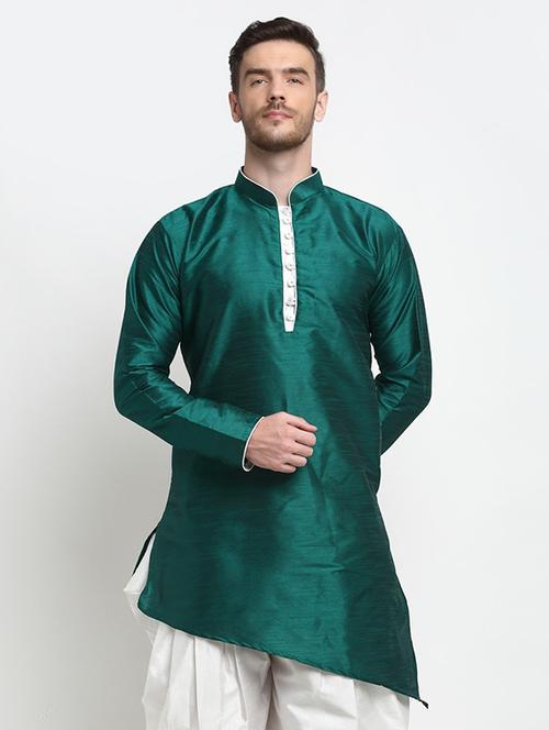 men mandarin neck solid asymmetric kurta - 21620958 - Very Small Image - 1
