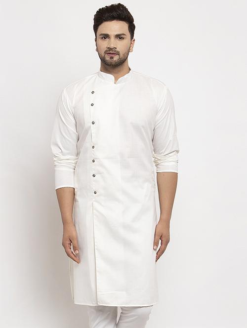men overlap neck solid long kurta - 21620985 - Very Small Image - 1