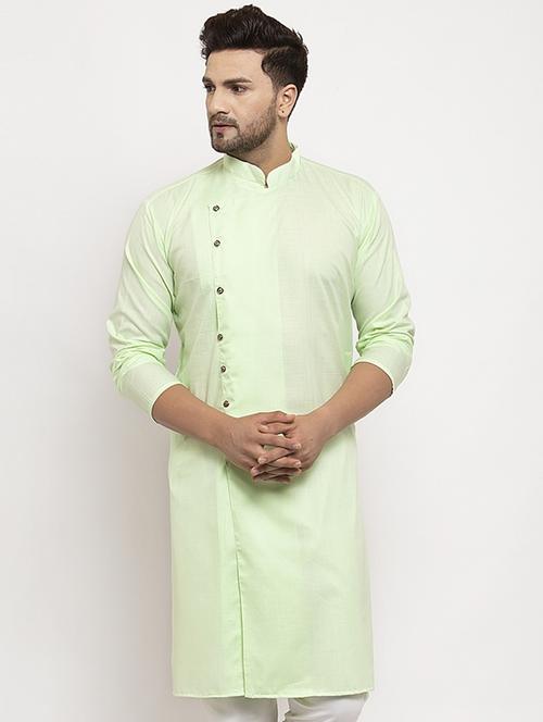men overlap neck solid long kurta - 21620988 - Very Small Image - 1
