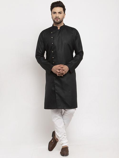 men overlap neck solid long kurta - 21620991 - Very Small Image - 1