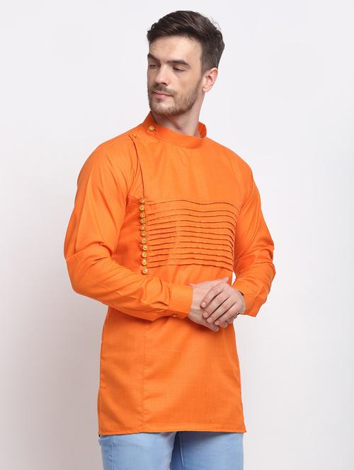 men overlap neck solid short kurta - 21620994 - Very Small Image - 1