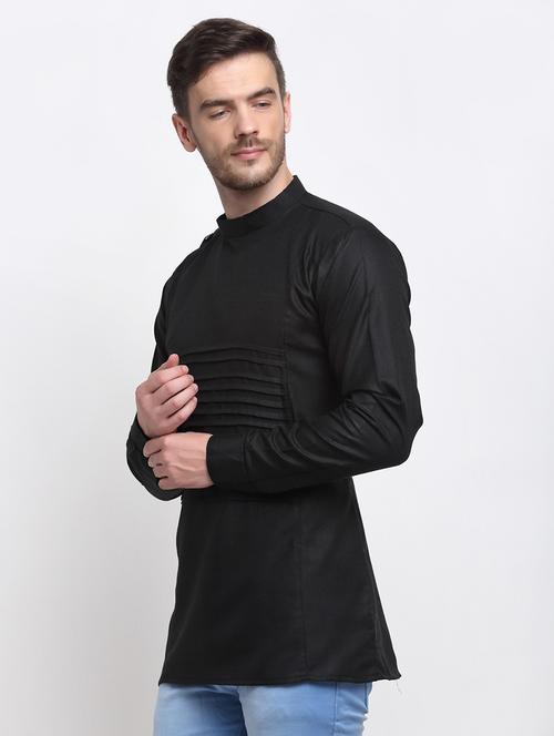 men overlap neck solid short kurta - 21620997 - Very Small Image - 1