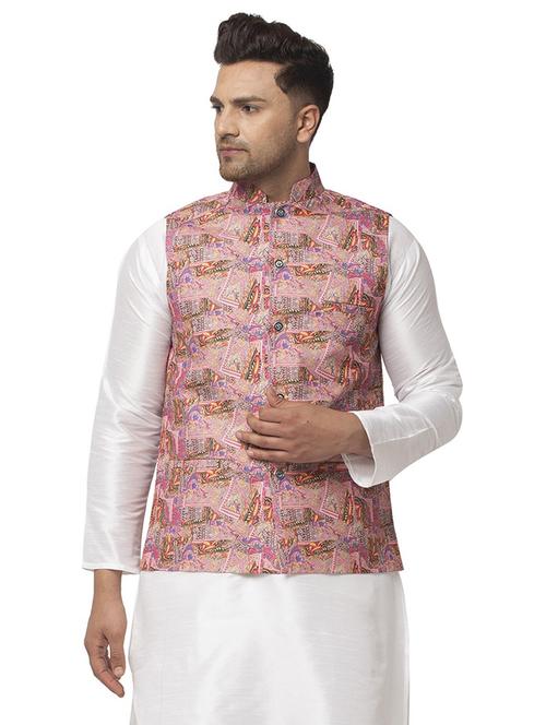 men mandarin neck printed nehru jacket - 21621028 - Very Small Image - 1