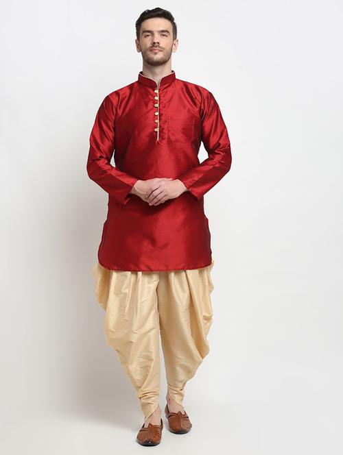 men solid dhoti kurta ethnic wear set - 21621494 - Very Small Image - 1