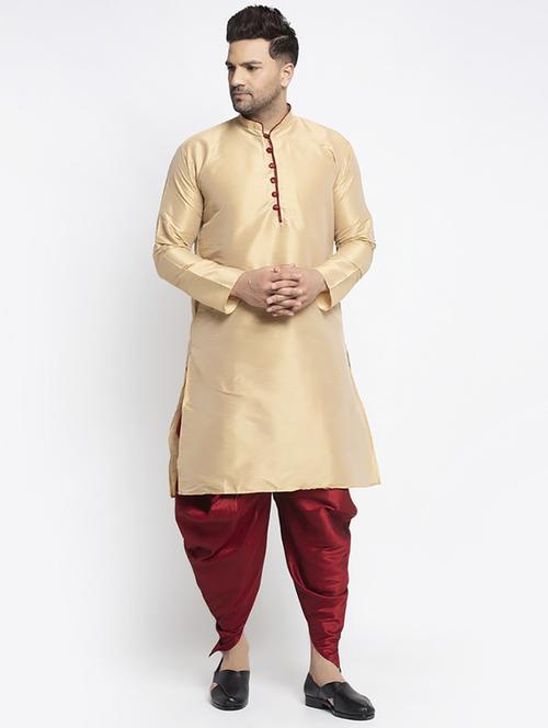 men solid dhoti kurta ethnic wear set - 21621513 - Very Small Image - 1