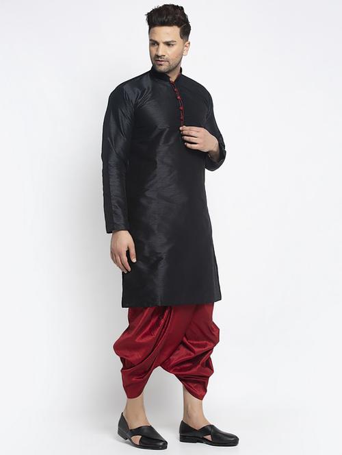 men solid dhoti kurta ethnic wear set - 21621515 - Very Small Image - 1