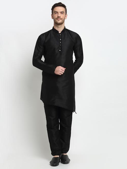 men solid asymmetric kurta pyjama ethnic wear set - 21621523 - Very Small Image - 1